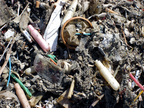 Cleanings from the digester - full of trash