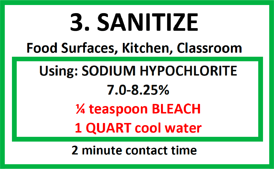 Sample of a sanitize label for 1 quart of solution