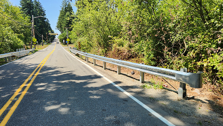 Newly installed guardrail on SE 208th Street 