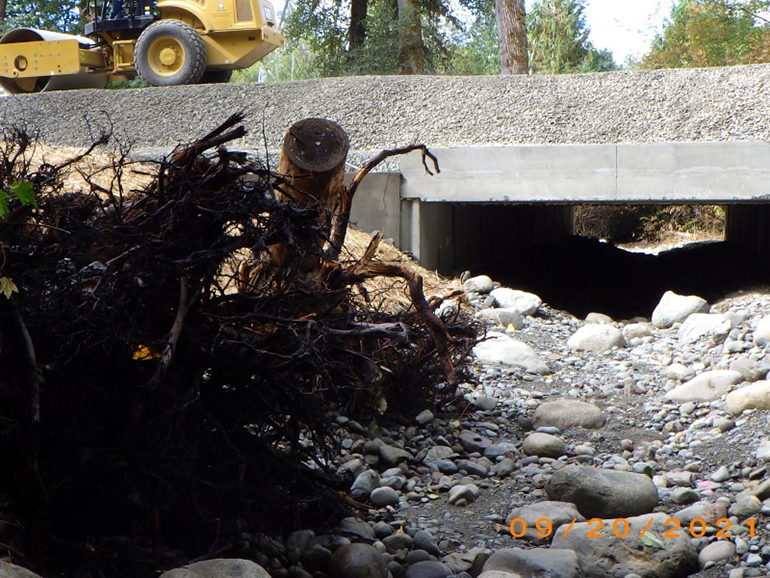 Looking underneath NE Lake Joy Road, September 20, 2021.