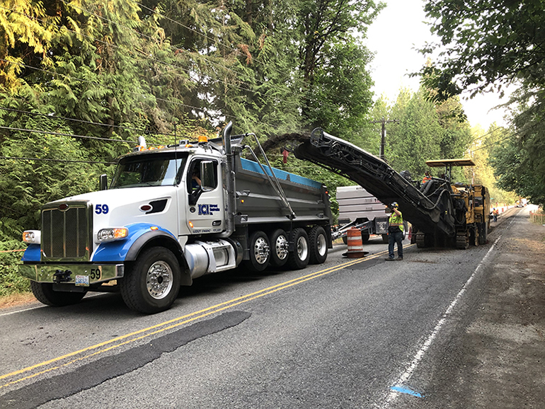 Asphalt crushing.