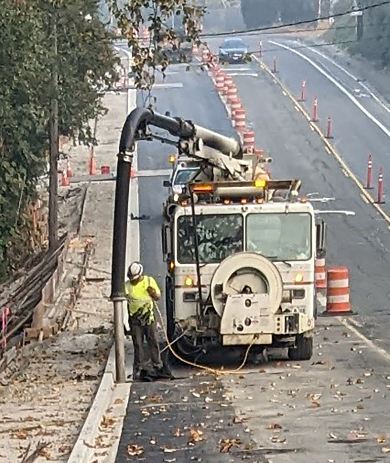 Massive hose cleaning debris.