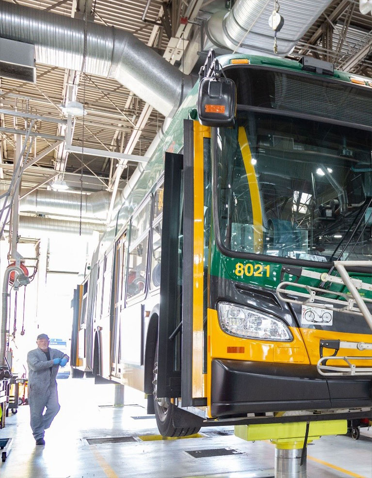 Metro bus in the shop