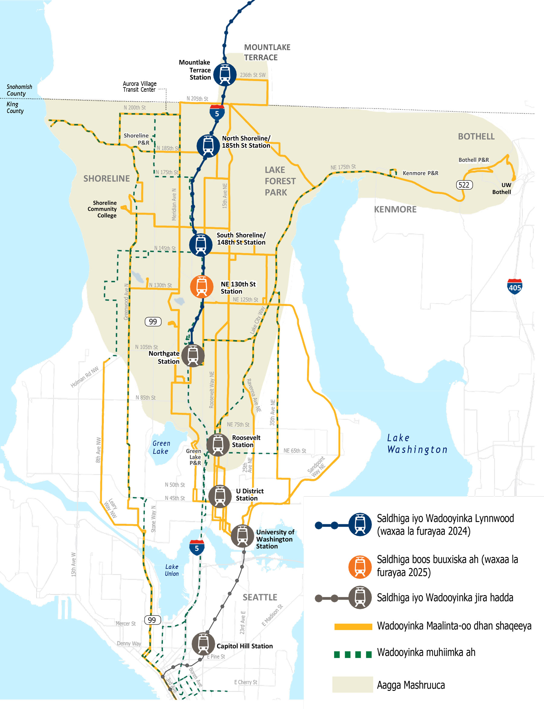 Lynnwood Link Connections current Network Area Map - Somali