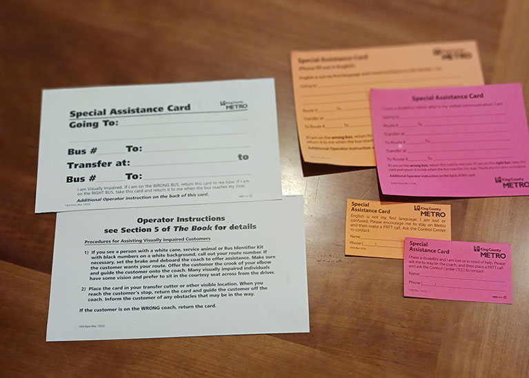 King County Metro special assistance cards